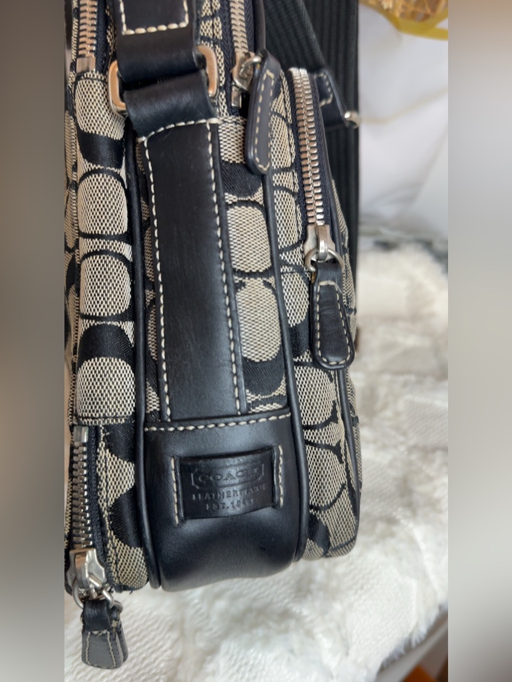 Coach Black and Tan Signature Messenger Crossbody - Picture 6 of 11